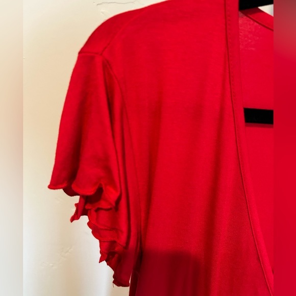 Loveappella Women’s Flutter Sleeve Red WrapTop great for‎ Valentine’s Day NWT  M - Picture 3 of 5